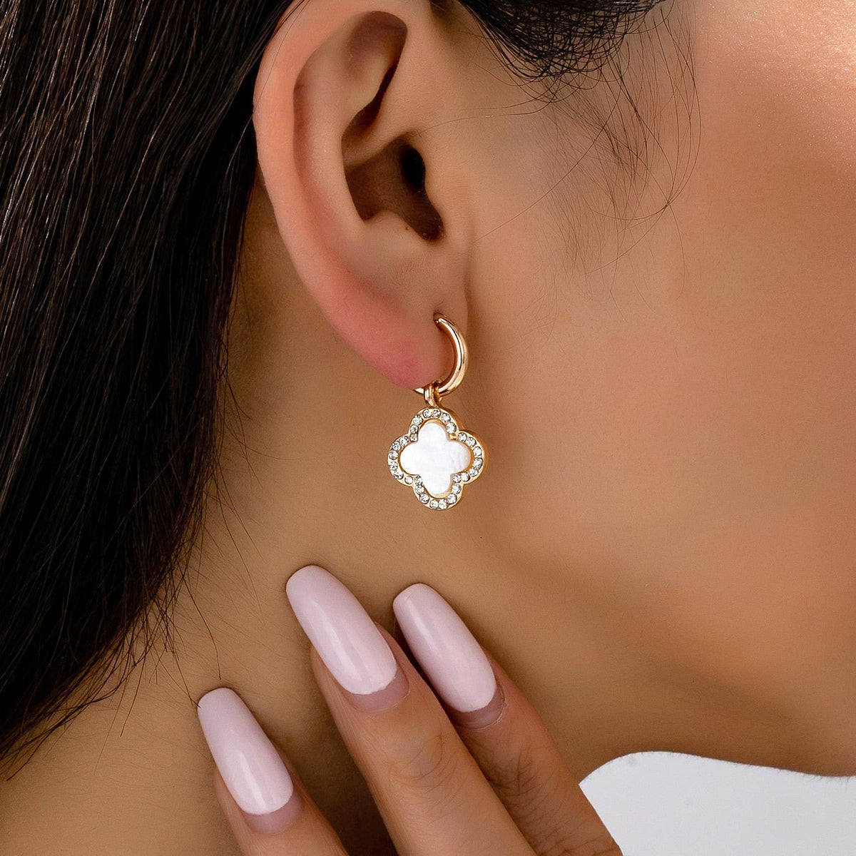 Rhinestone Clover earrings