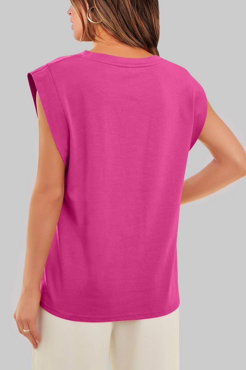 Round Neck Sleeveless Knit Top