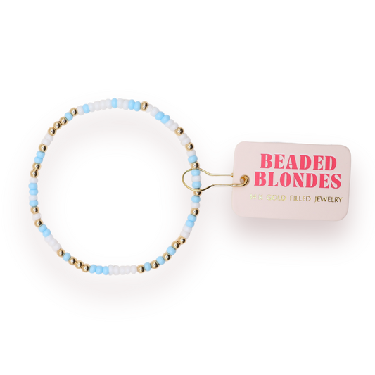 Powder Blue and White Sprinkle Bracelet (Kids Size)