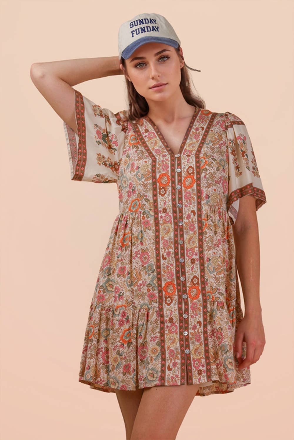 Shirring Woven Mini Dress