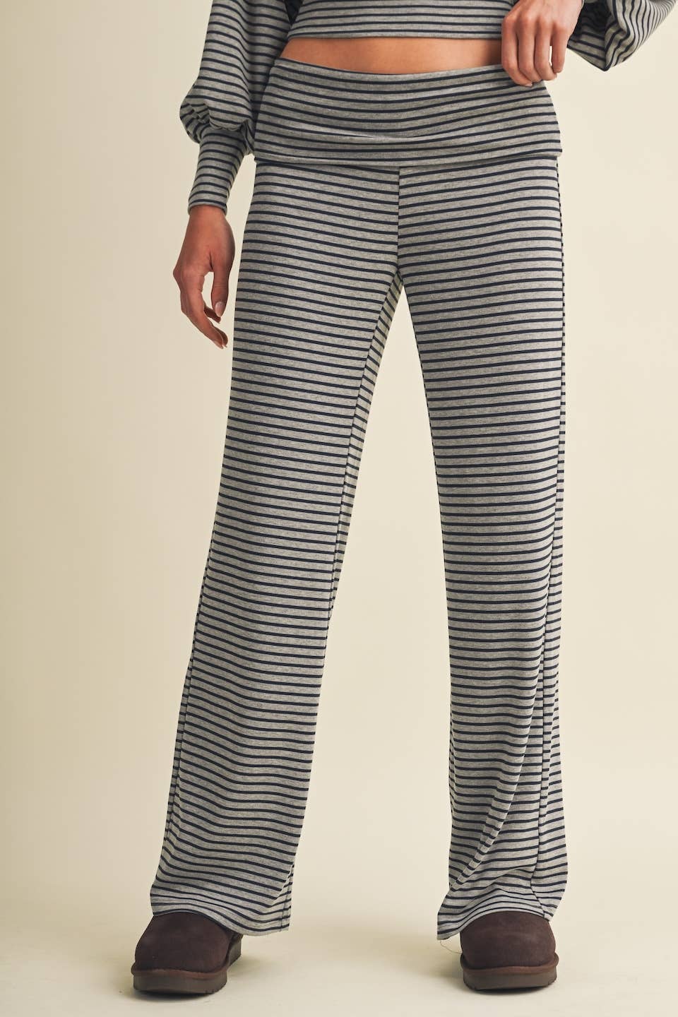 Striped Relaxed Foldover Pants