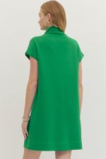 Solid jersey mock neck pullover mini dress