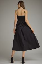 Solid sleeveless midi dress with a straight neckline