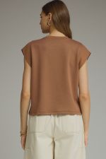 Solid round neck cap sleeve top