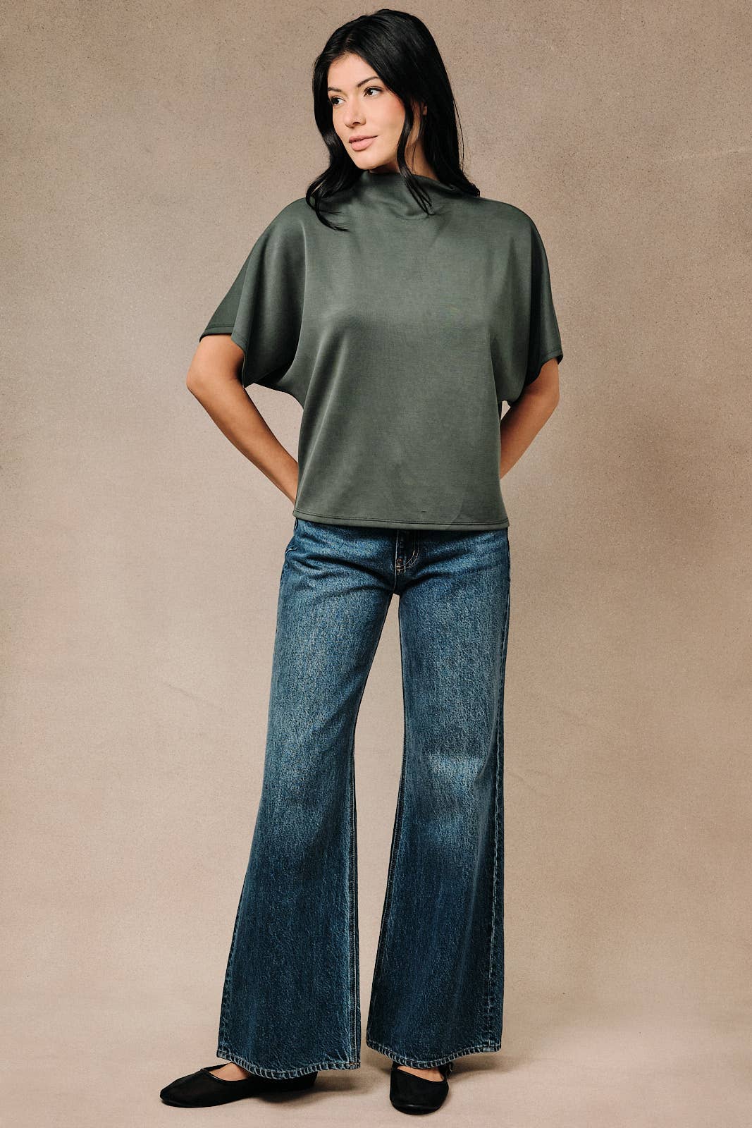 Mock Neck Dolman Top