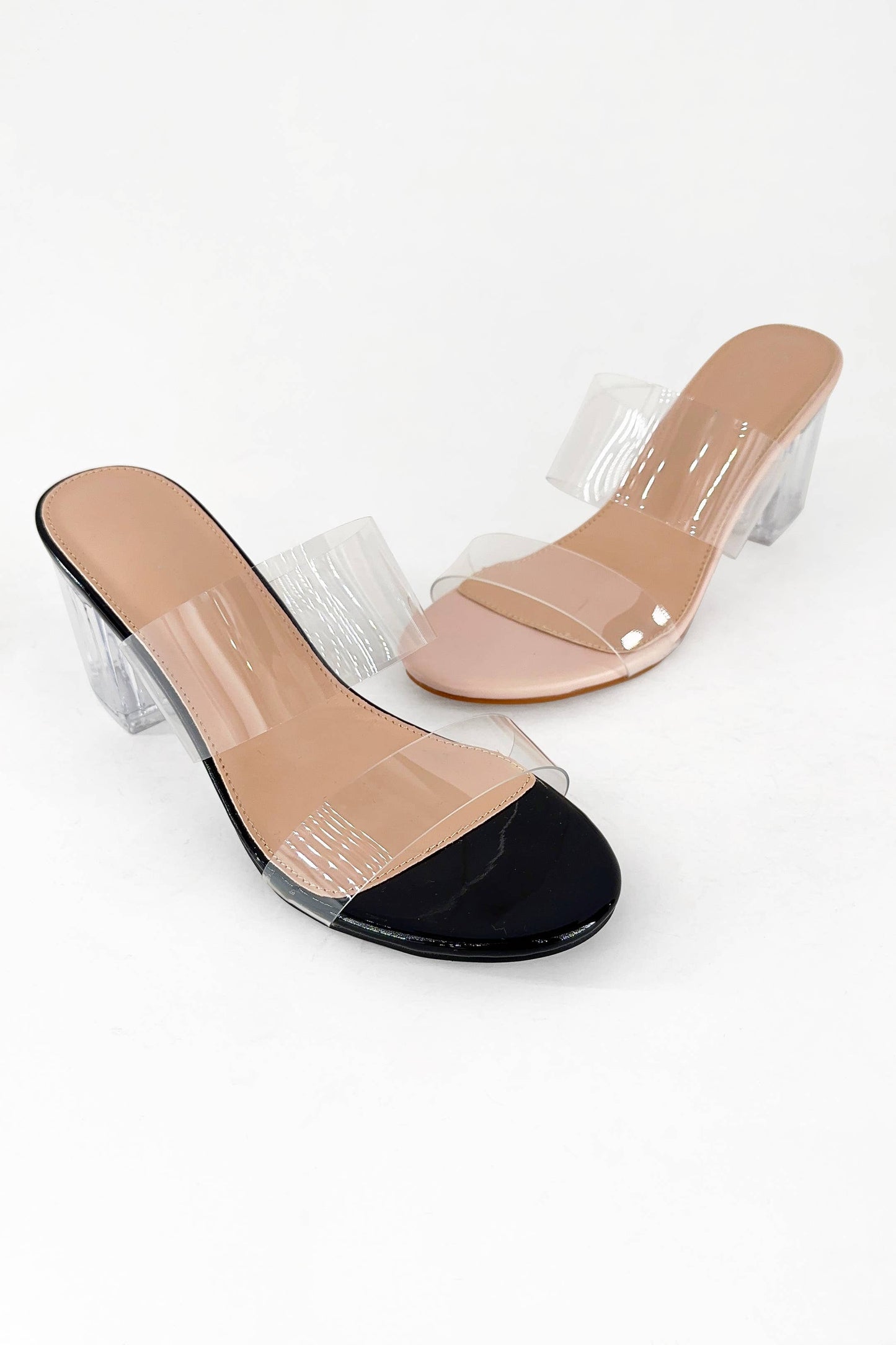 NOTARY CLEAR DOUBLE STRAPS ON TRANSPARENT HIGH HEEL SANDAL