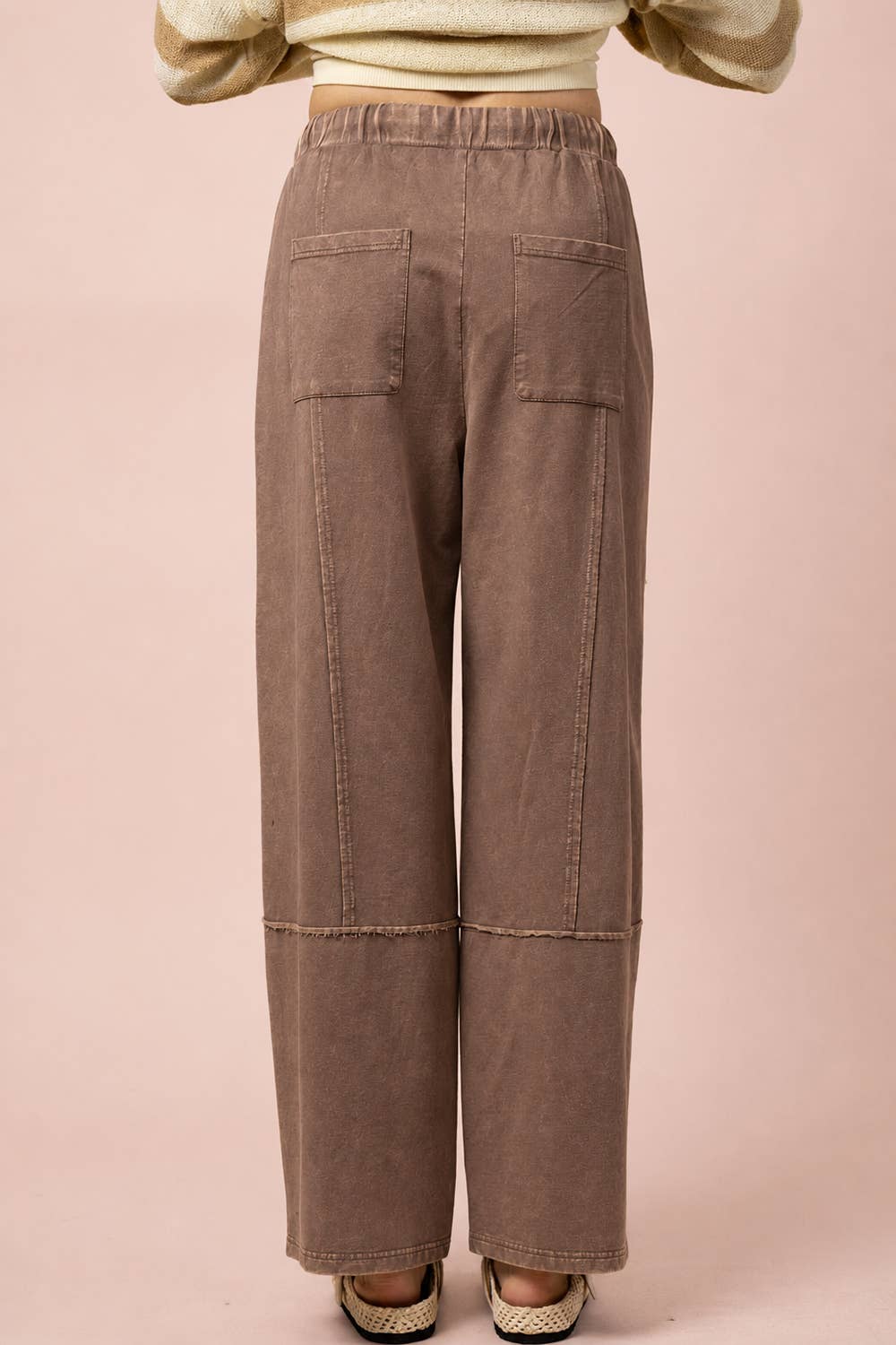 Mineral Washed Wide Leg Casual Comfy Pants
