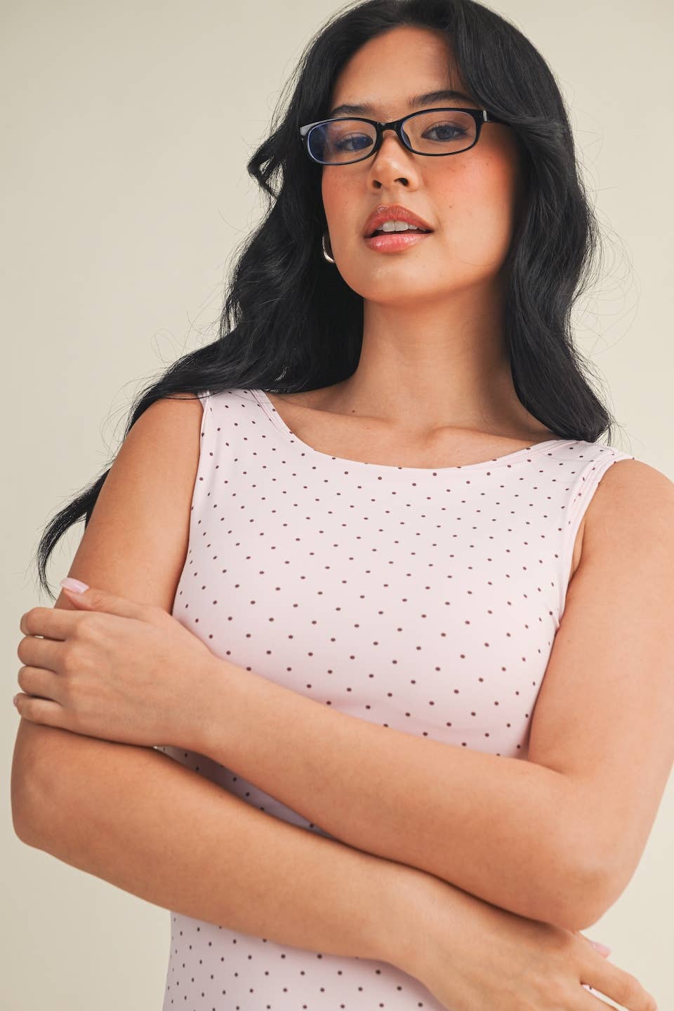 Polka Dot Print A-Line Mini Dress with Drop Waist