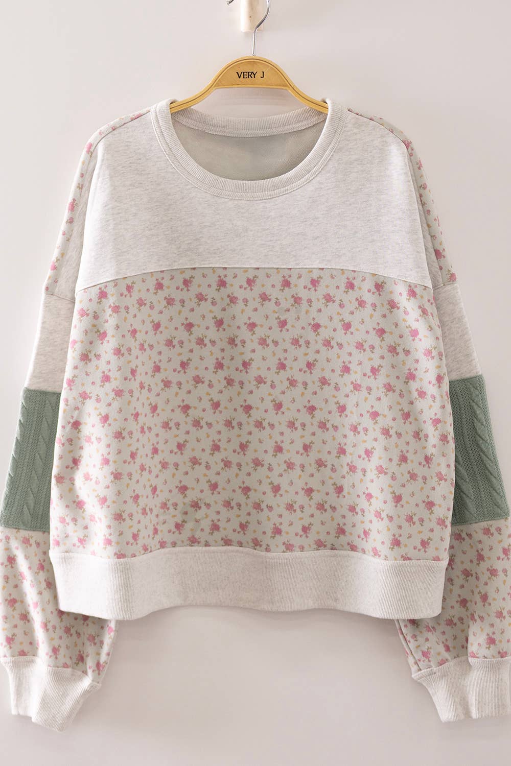 Floral Patchwork Contrast Sweatshirt