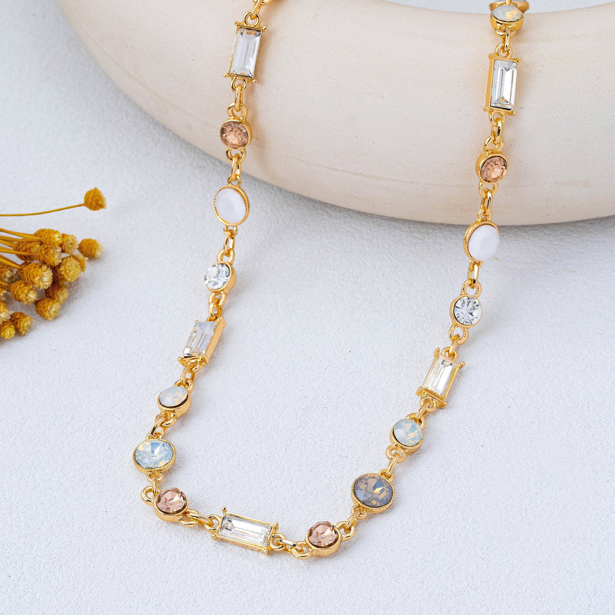 Mixed-Cut Crystal Station Statement Necklace