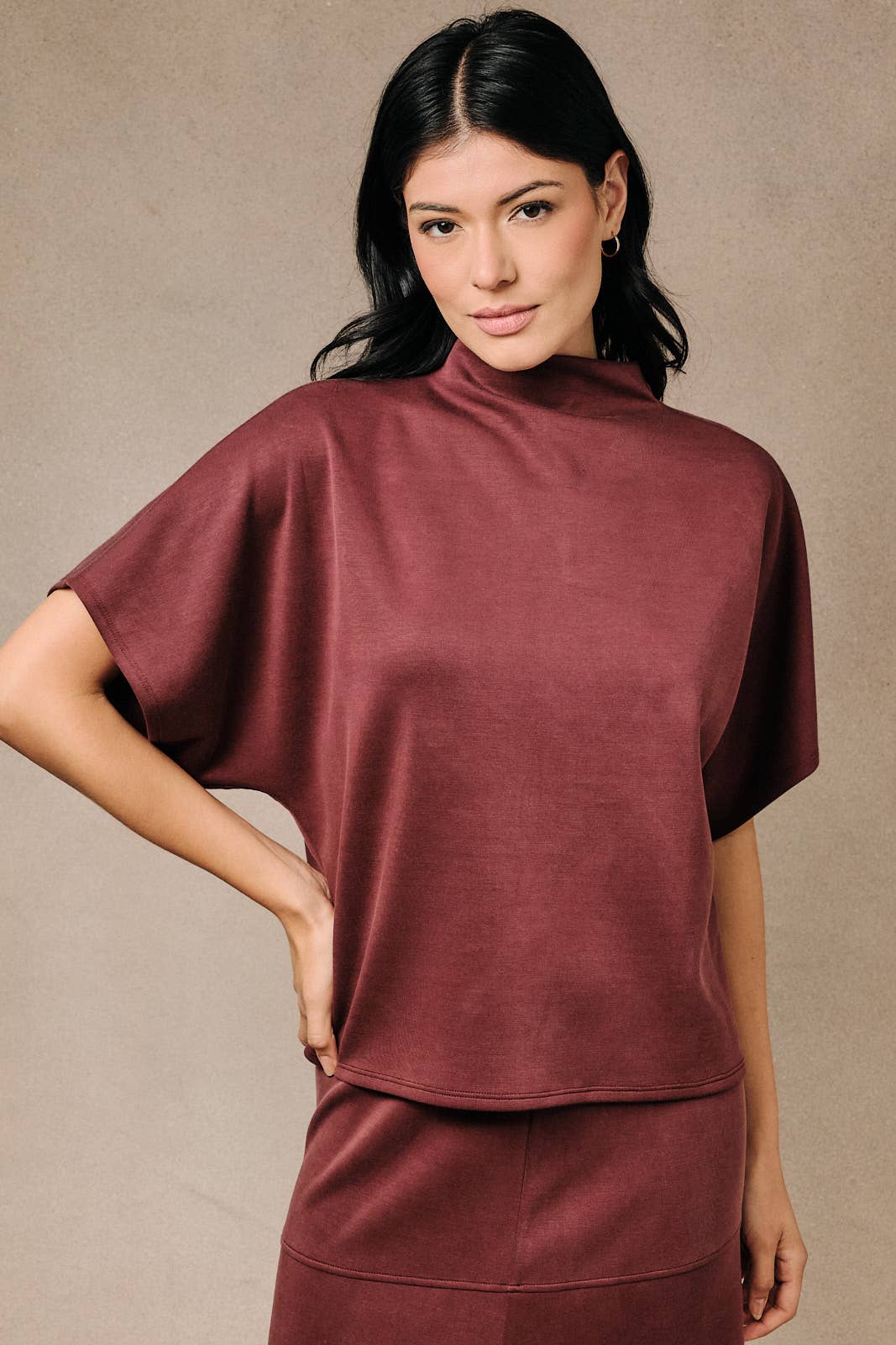 Mock Neck Dolman Top