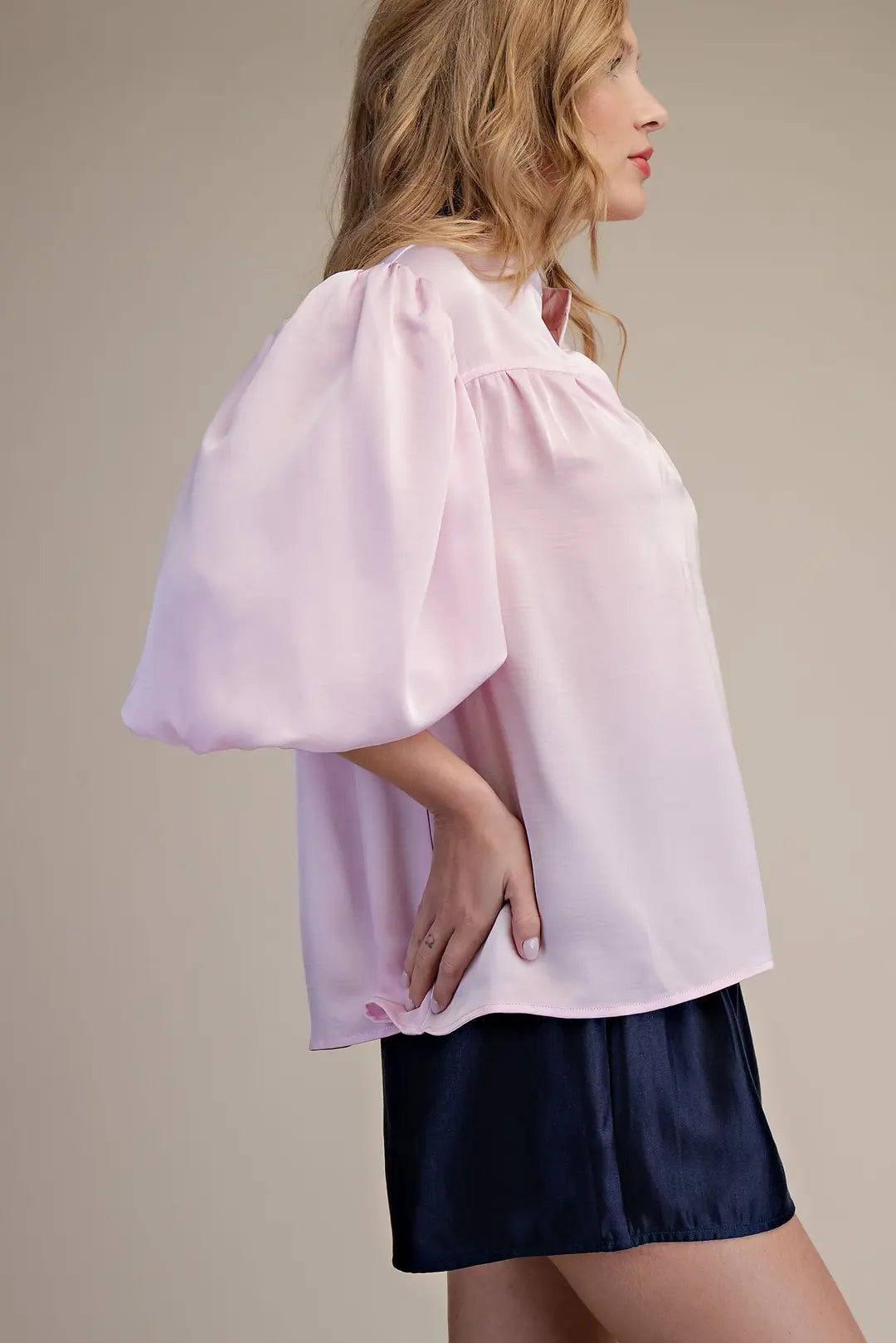 Bubble Sleeve Poplin Top