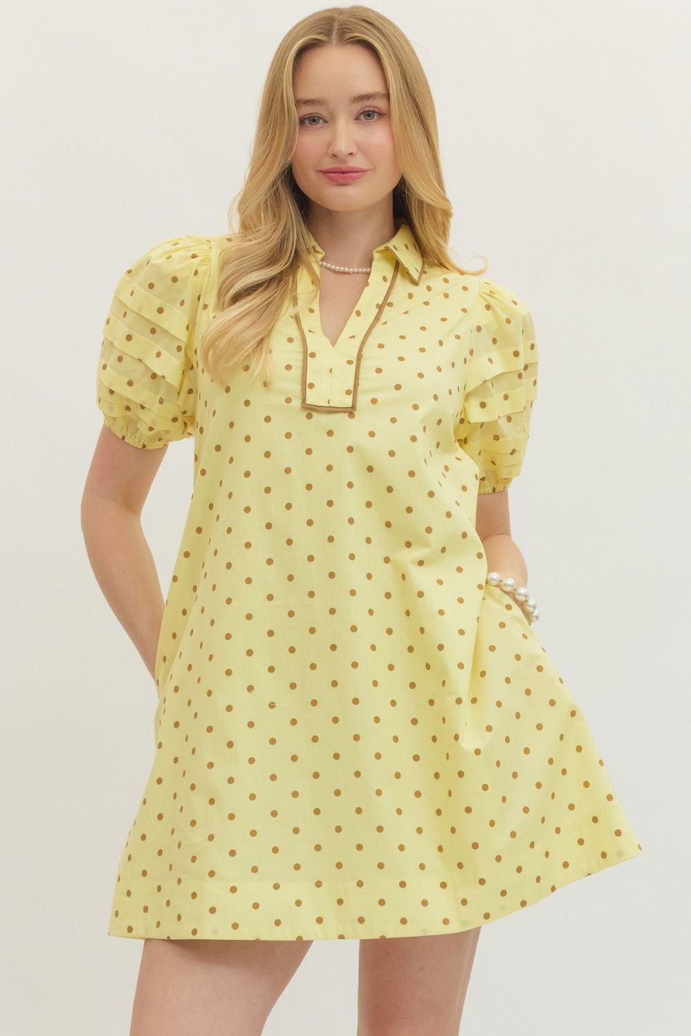 Polka Dot Short Puff Mini Dress