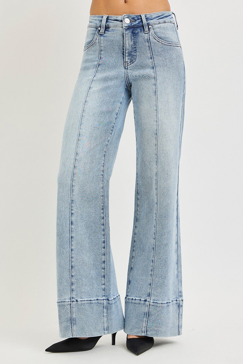 Mid Rise Wide Flare Jeans