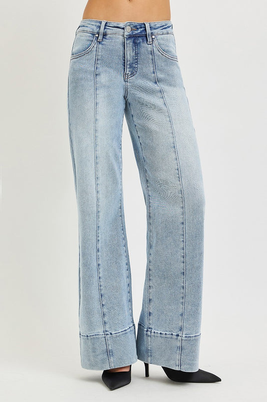 Mid Rise Wide Flare Jeans