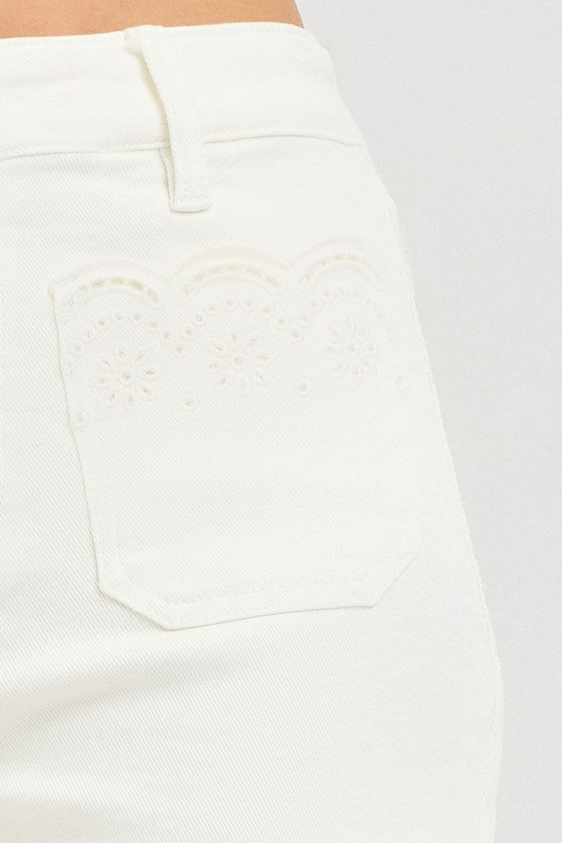 Scalloped Eyelet Embroidered Shorts