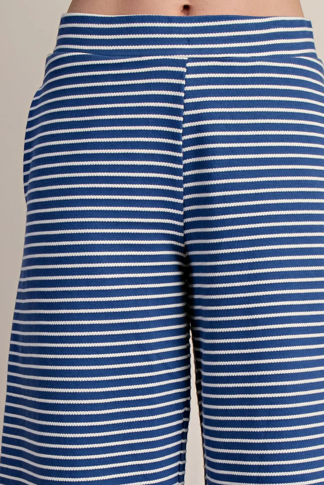 Stripe Pants - High Waist Crop Wide Leg