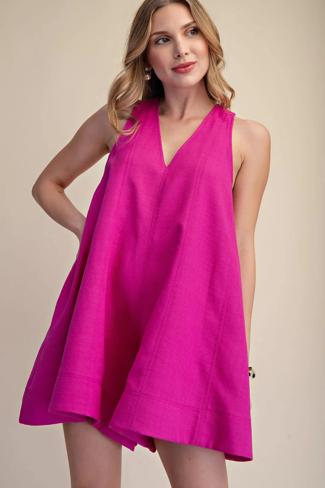 V-Neck Flare Relaxed Sleeveless Romper